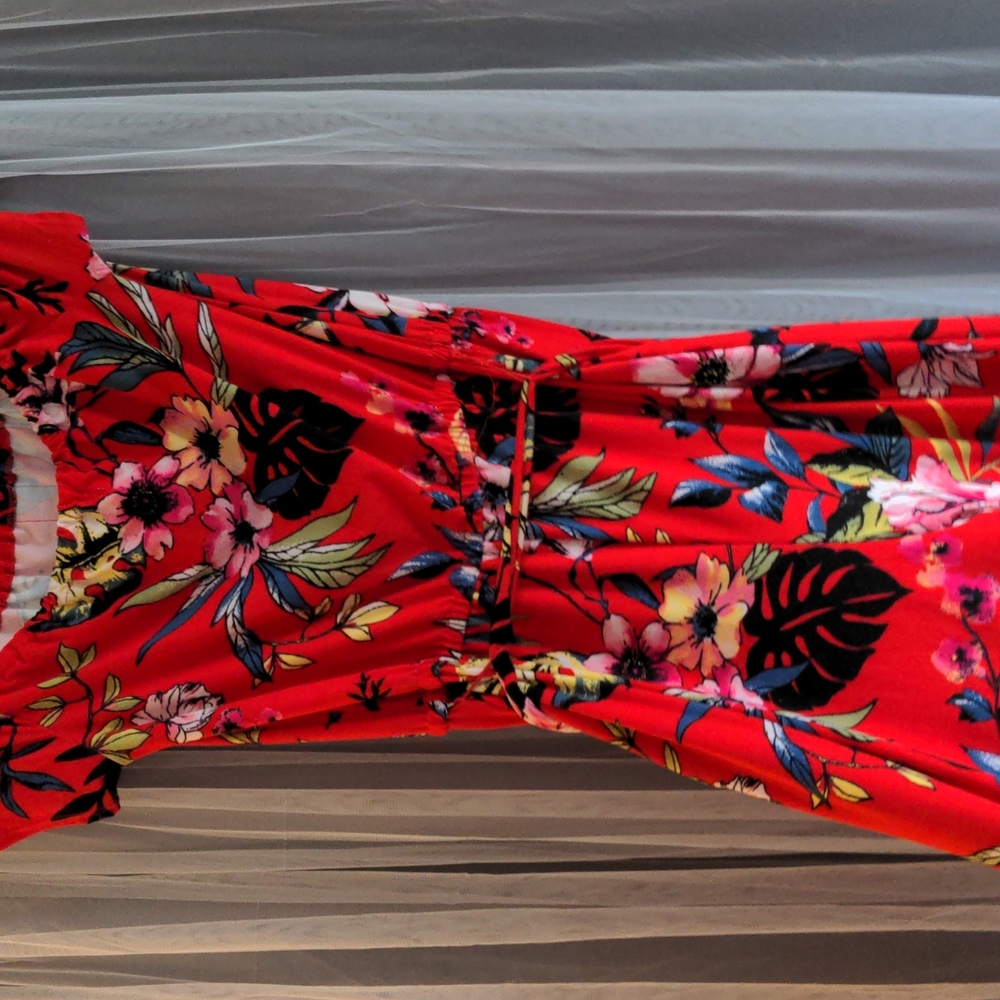 Soft Tropical Romper Wide Leg Side Slit Long Eyecandy Sz L